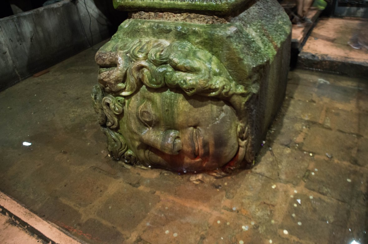 medusa heads, basilica cistern, istanbul, turkey