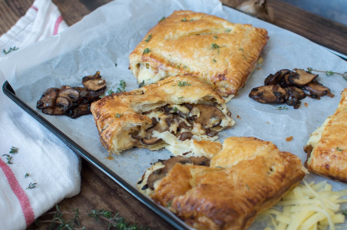 Cheesey Bechamel And Black Garlic Mushroom Pasties With Thyme Honey Drizzle - Kay's Kitchen