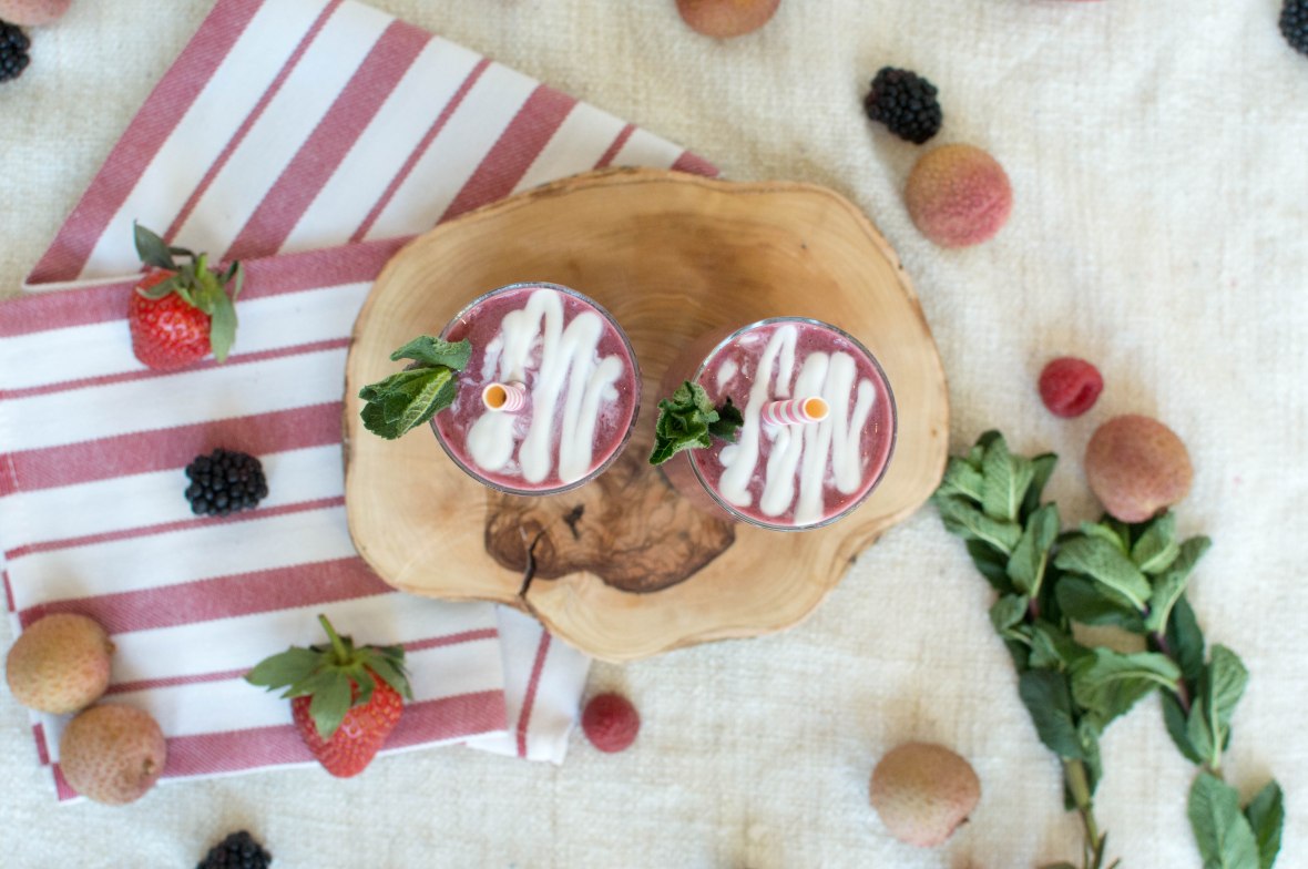 Lychee, Berry And Coconut Cream Frozen Smoothie - Kay's Kitchen