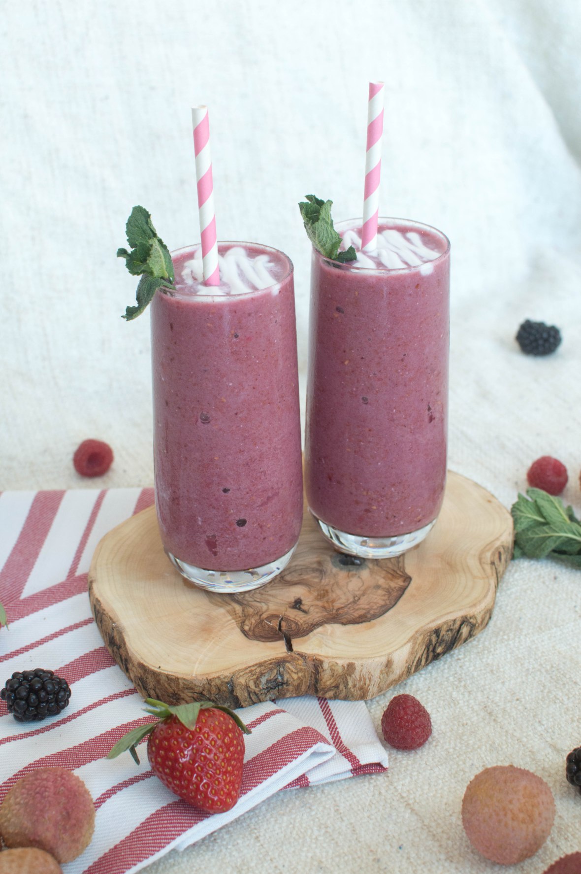 Lychee Berry Smoothie With Coconut - Kay's Kitchen