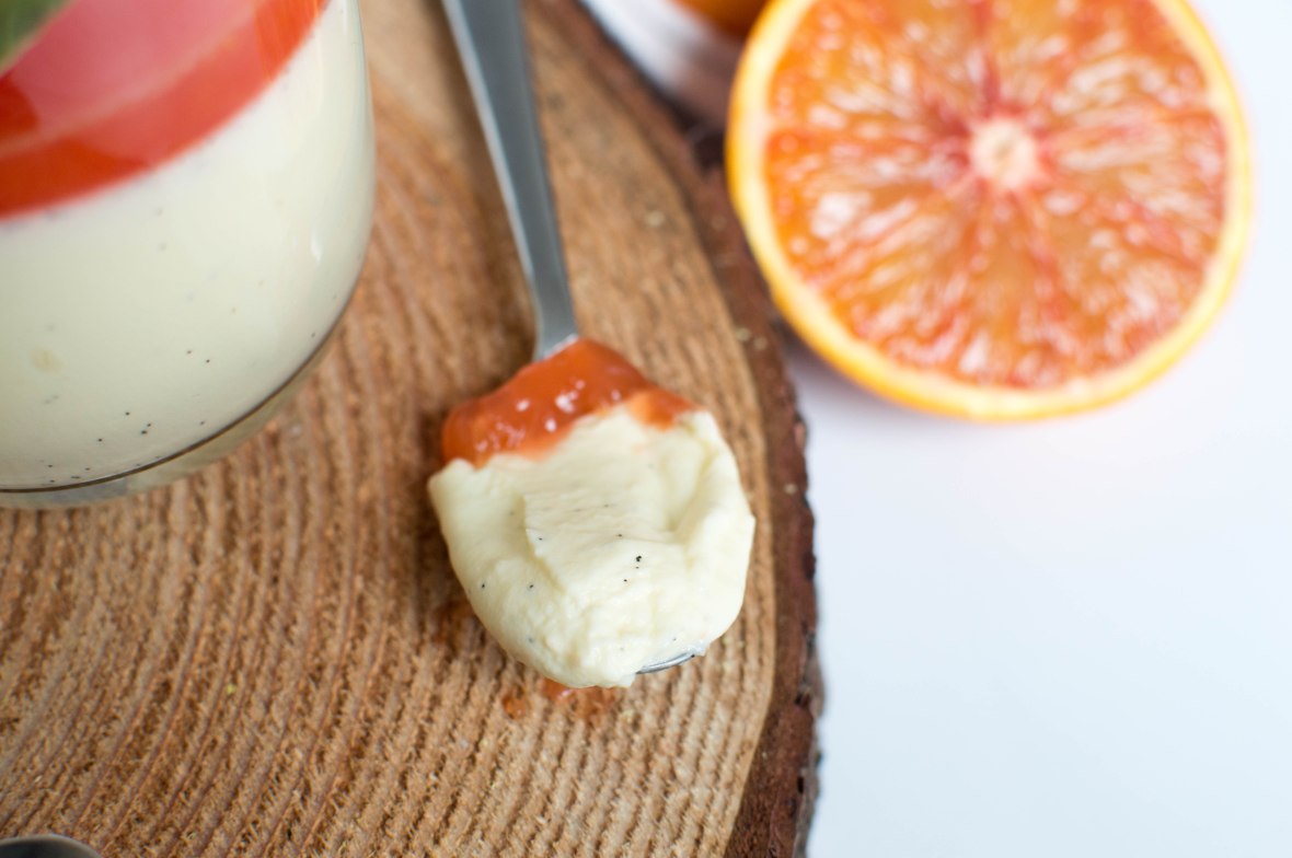 Spoonful Of Creamy Panna Cotta With Blood Orange - Kay's Kitchen