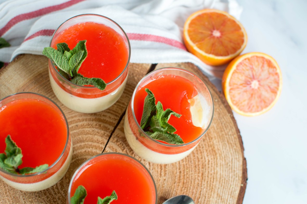 Vanilla Panna Cotta Topped With Blood Orange - Kay's Kitchen