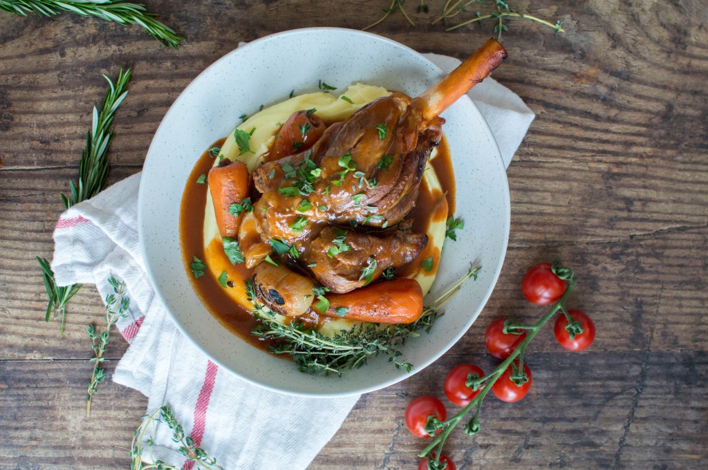 Recipe For Braised Lamb Shanks With Creamy Mashed Potatoes - Kay's Kitchen