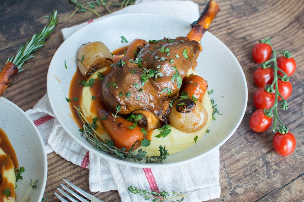Garlic, Tomato And Herb Braised Lamb Shanks - Kay's Kitchen