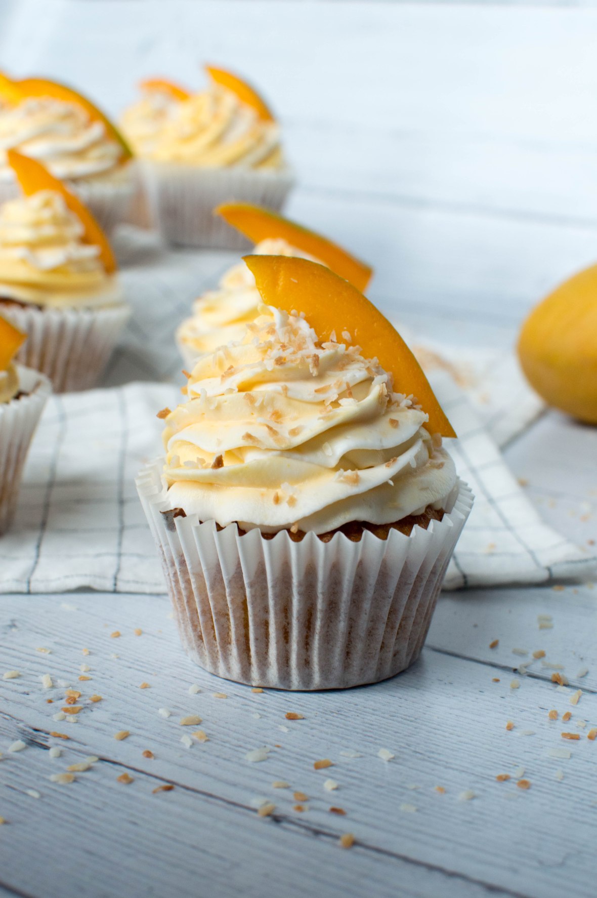 Alphonso Mango &amp; Toasted Coconut Cupcakes - Kay's Kitchen