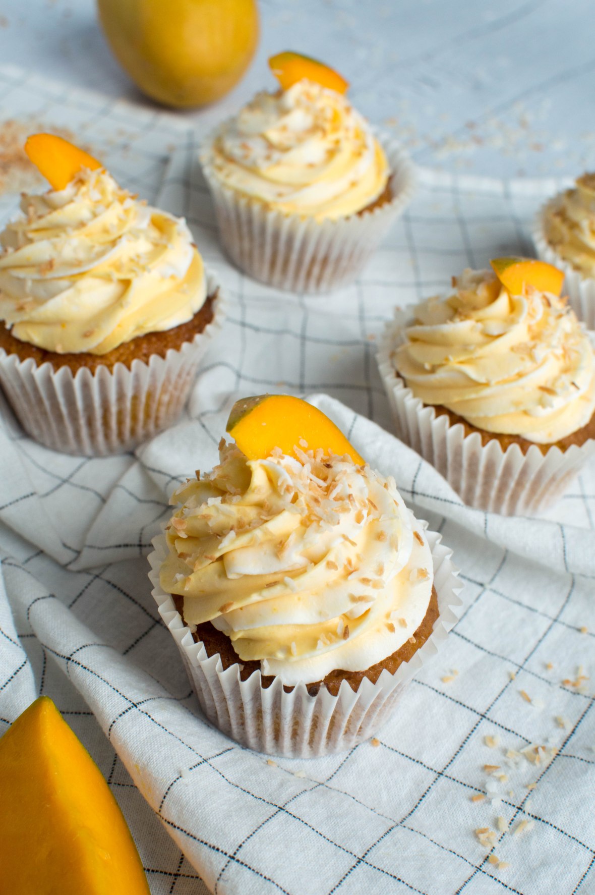 Recipe For Alphonso Mango &amp; Toasted Coconut Cupcakes - Kay's Kitchen