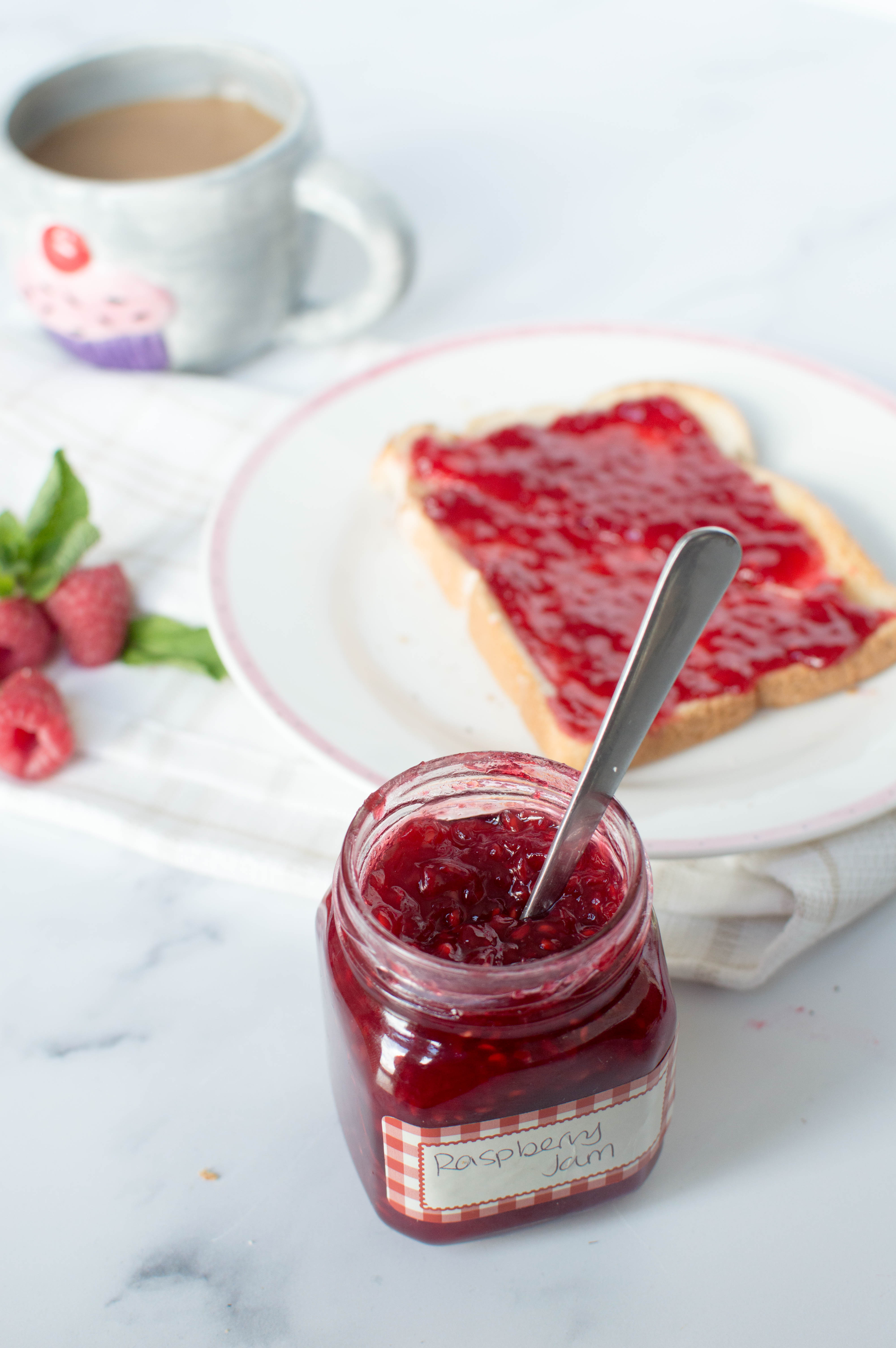 Homemade Raspberry Jam on Toast - Kay's Kitchen