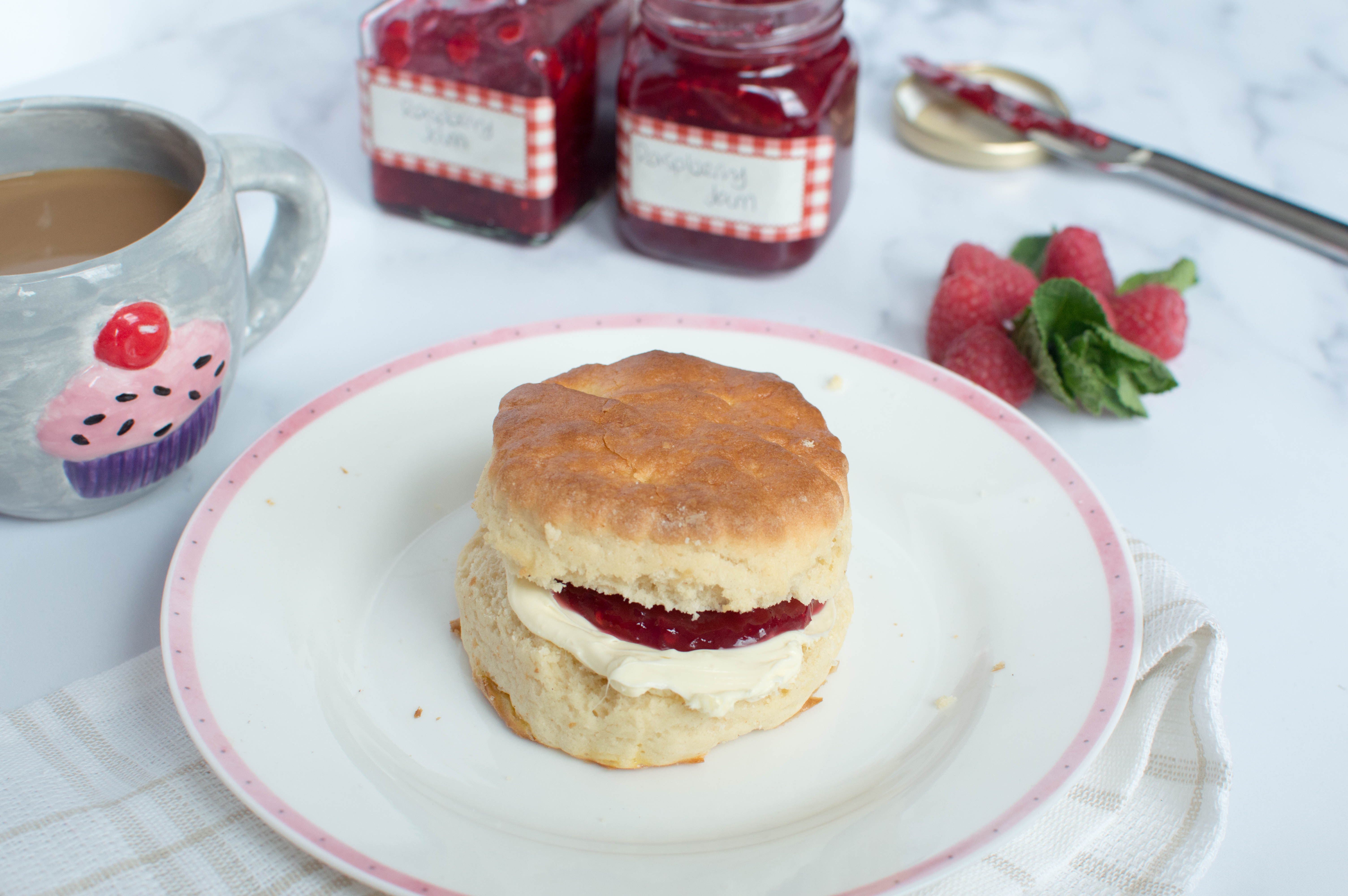 Raspberry Jam And Clotted Cream On Scones - Kay's Kitchen