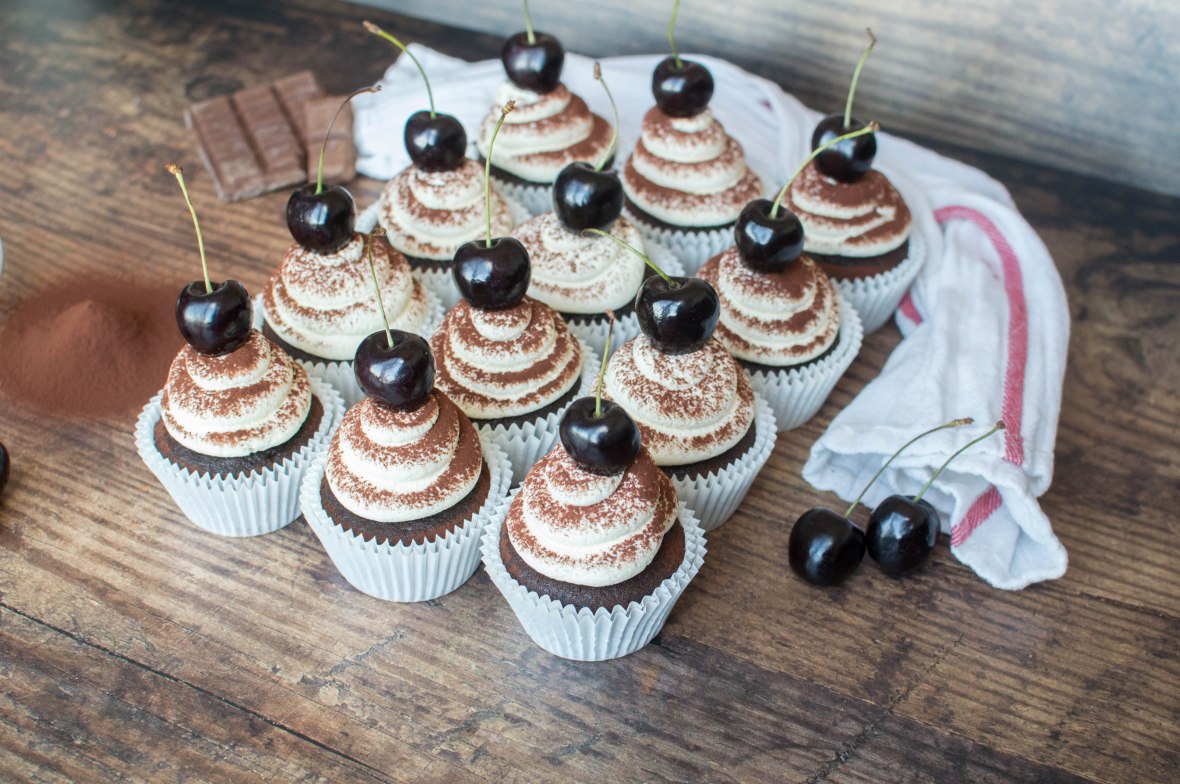 Cherry &amp; Chocolate Cupcakes - Kay's Kitchen