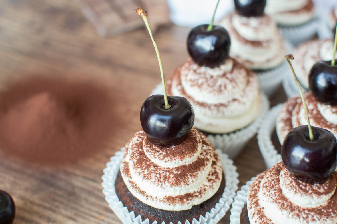 Cherry &amp; Dark Chocolate Cupcakes - Kay's Kitchen