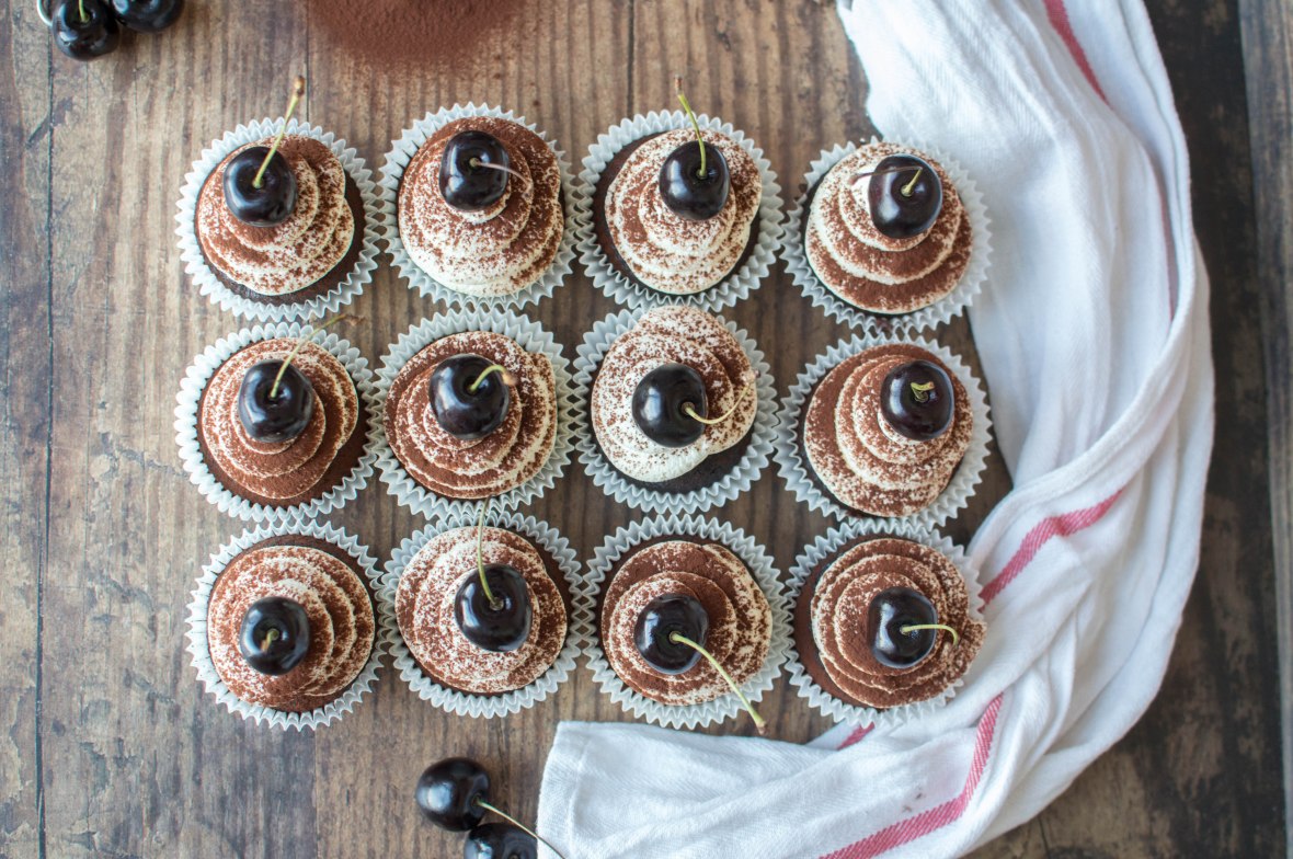 Dark Chocolate &amp; Cherry Cupcakes - Kay's Kitchen