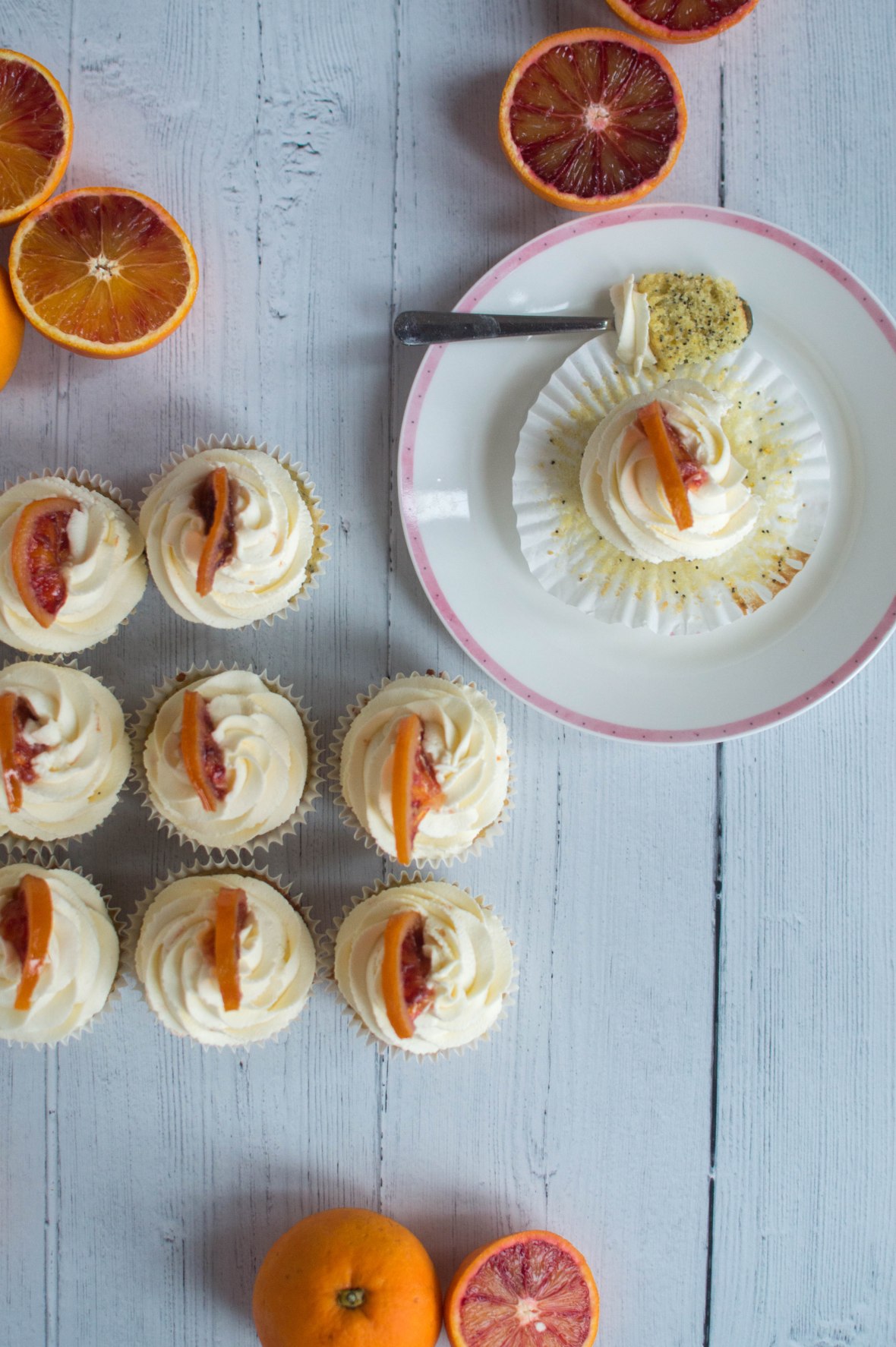 Blood Orange &amp; Poppy Seed Cupcakes - Kay's Kitchen