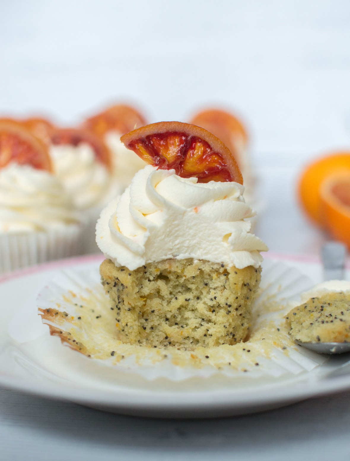 Poppy Seed &amp; Blood Orange Cupcakes - Kay's Kitchen
