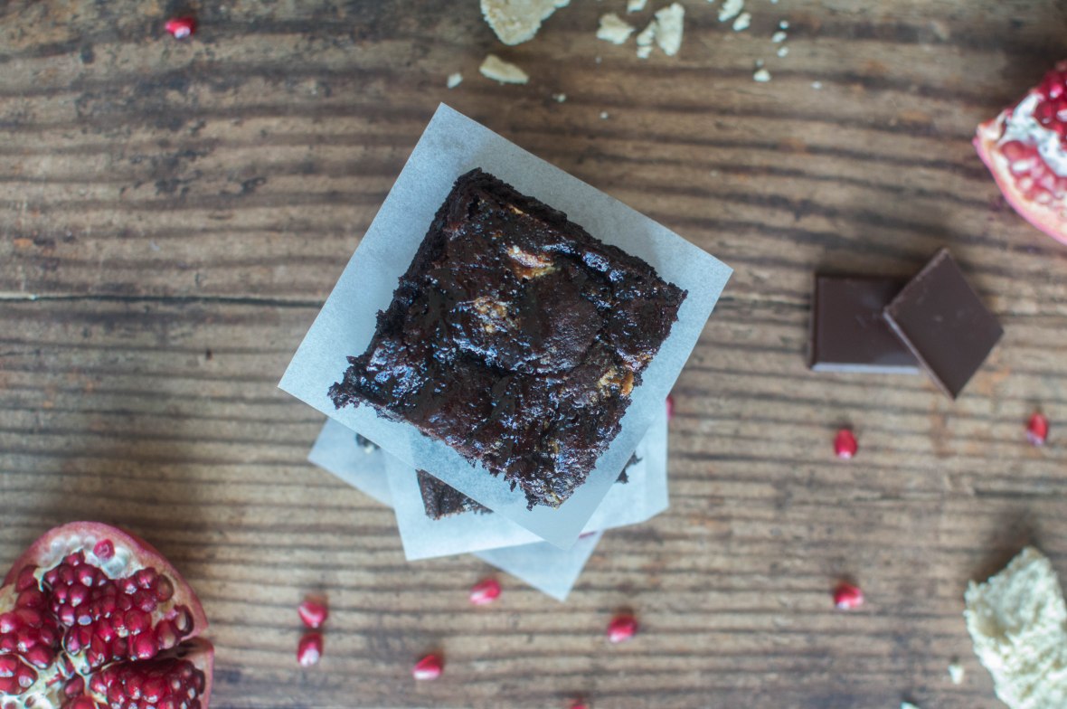 Brownies With Tahini Halva And Pomegranate Molasses - Kay's Kitchen