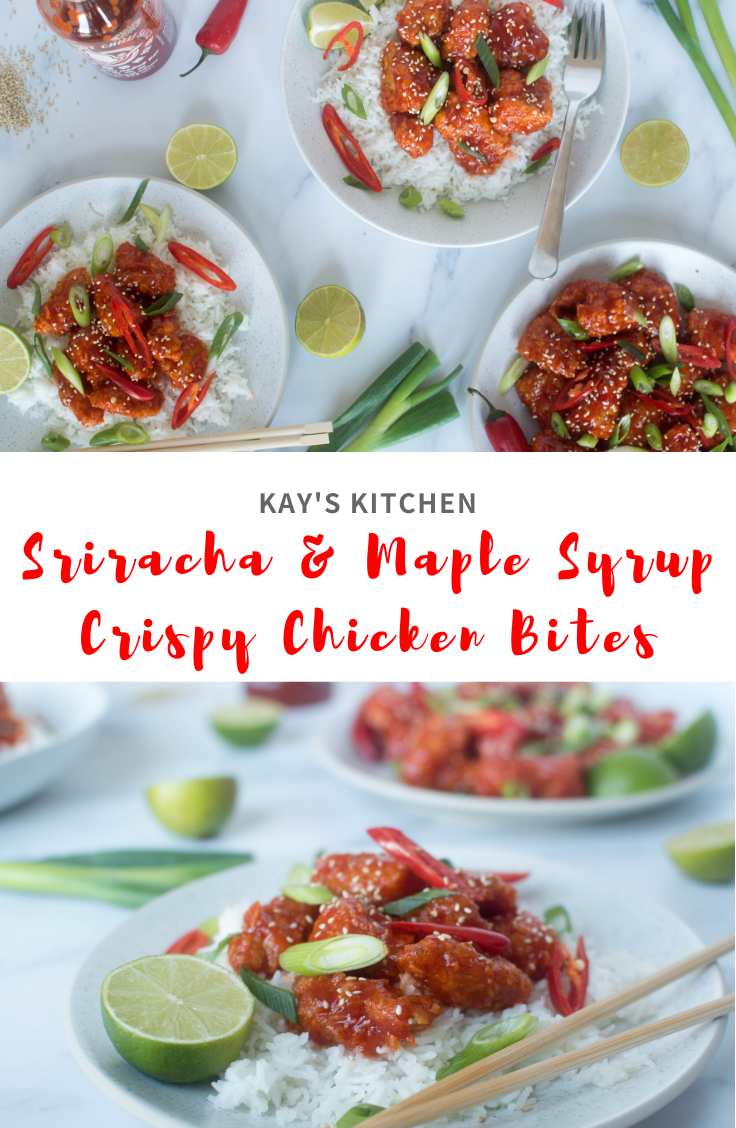 Sriracha &amp; Maple Syrup Crispy Chicken Bites - Kay's Kitchen