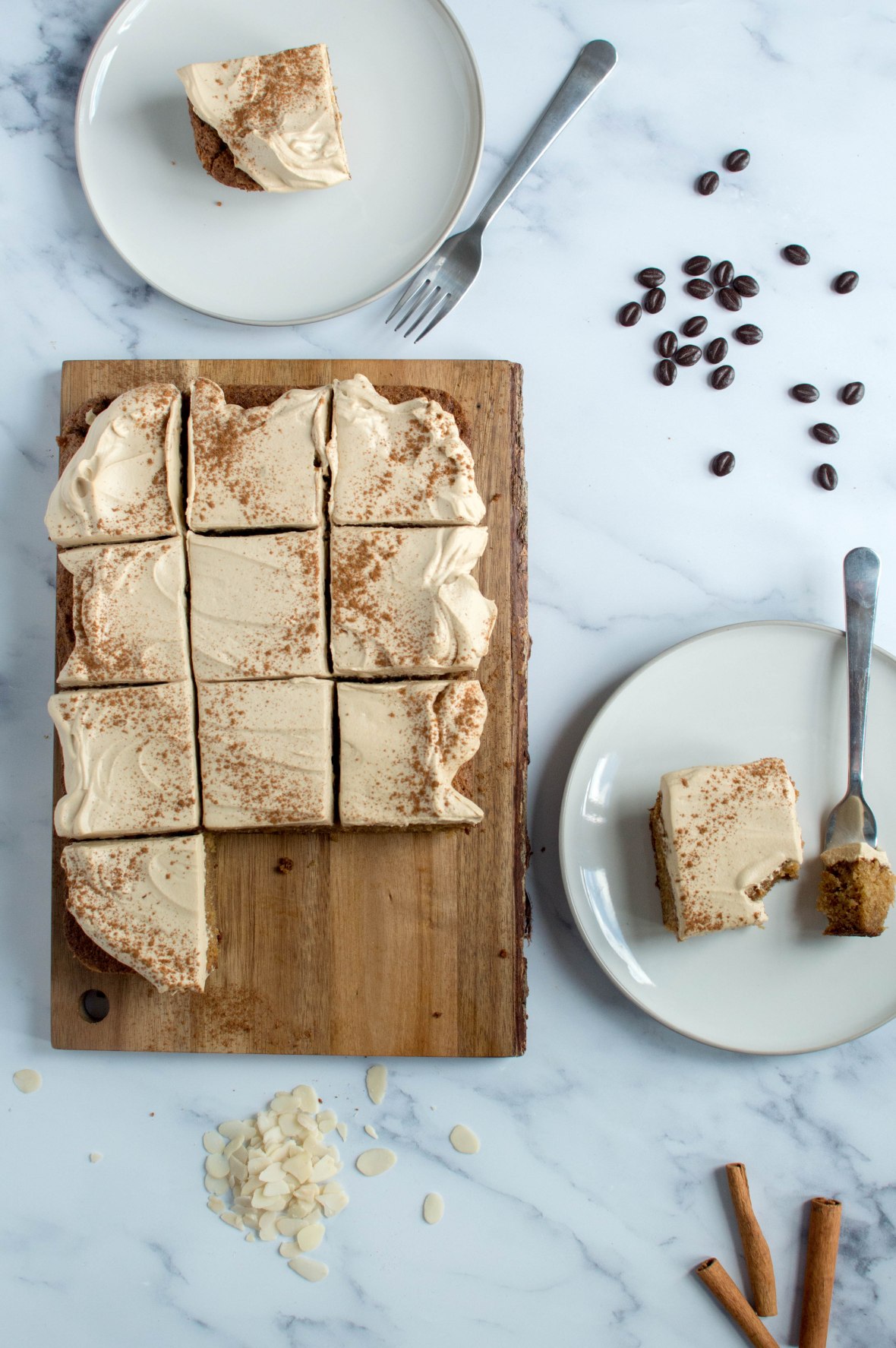 Coffee, Almond & Cinnamon Traybake Cake - Kay's Kitchen