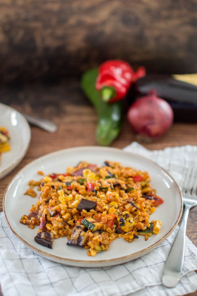 Grilled Vegetable Freekeh - Kay's Kitchen