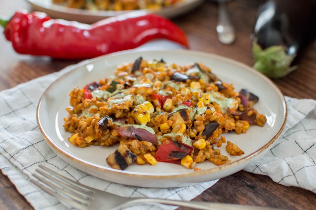 Grilled Vegetable Freekeh Salad - Kay's Kitchen